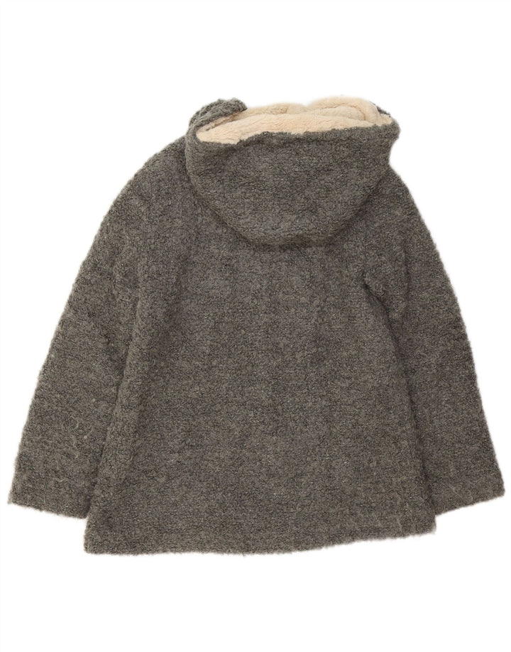 Zara Womens Hooded Oversized Bomber Jacket UK 6 XS Grey Polyester