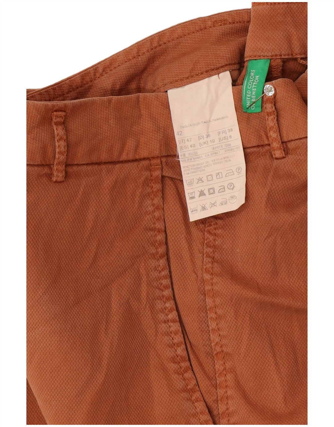 Benetton Womens Chino Shorts UK 10 Small W30 Brown Cotton