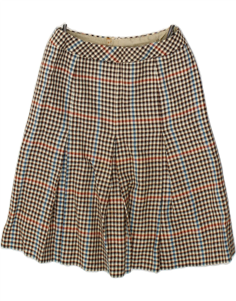 VINTAGE Womens A-Line Skirt W28 Medium  Brown Houndstooth | Vintage Vintage | Thrift | Second-Hand Vintage | Used Clothing | Messina Hembry 