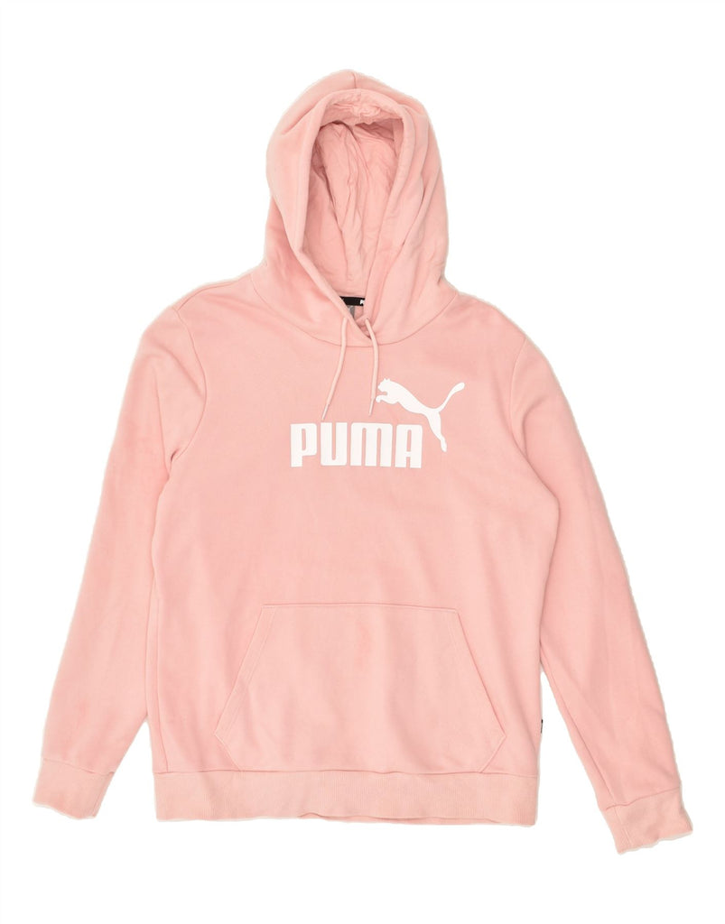 PUMA Womens Graphic Hoodie Jumper UK 16 Large Pink Cotton | Vintage Puma | Thrift | Second-Hand Puma | Used Clothing | Messina Hembry 
