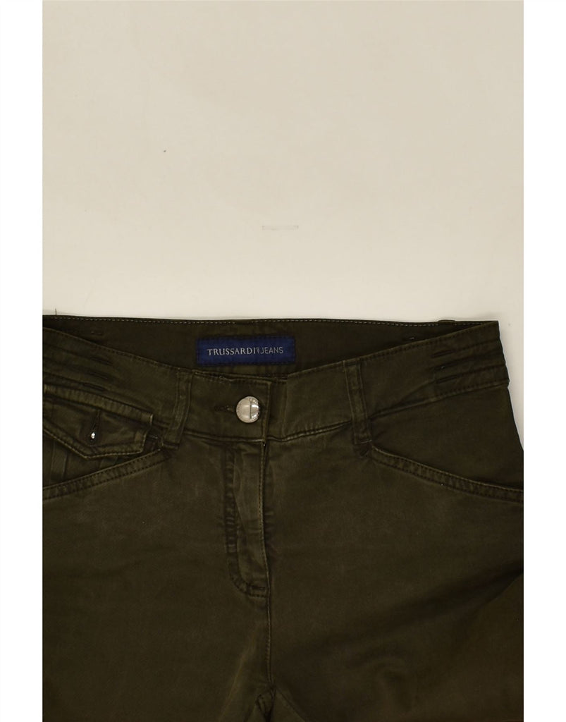 TRUSSARDI Womens Slim Jeans W28 L29 Khaki Cotton | Vintage Trussardi | Thrift | Second-Hand Trussardi | Used Clothing | Messina Hembry 