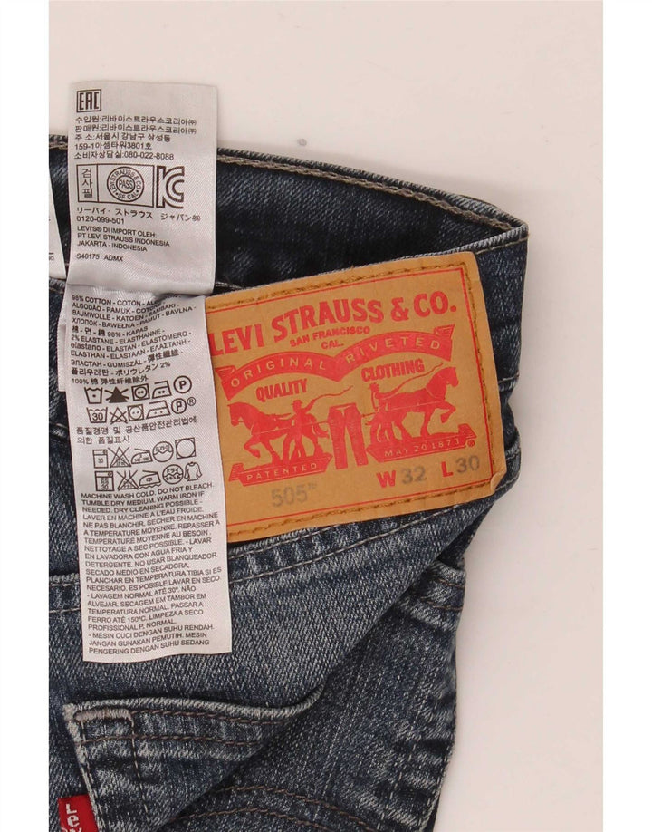 Levi's Mens 505 Straight Jeans W32 L30 Blue Cotton