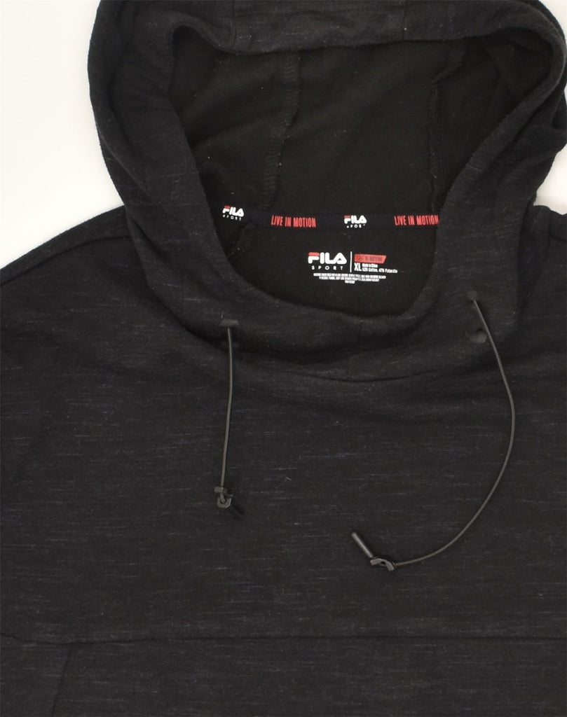 FILA Mens Hoodie Jumper XL Black Flecked Cotton | Vintage Fila | Thrift | Second-Hand Fila | Used Clothing | Messina Hembry 