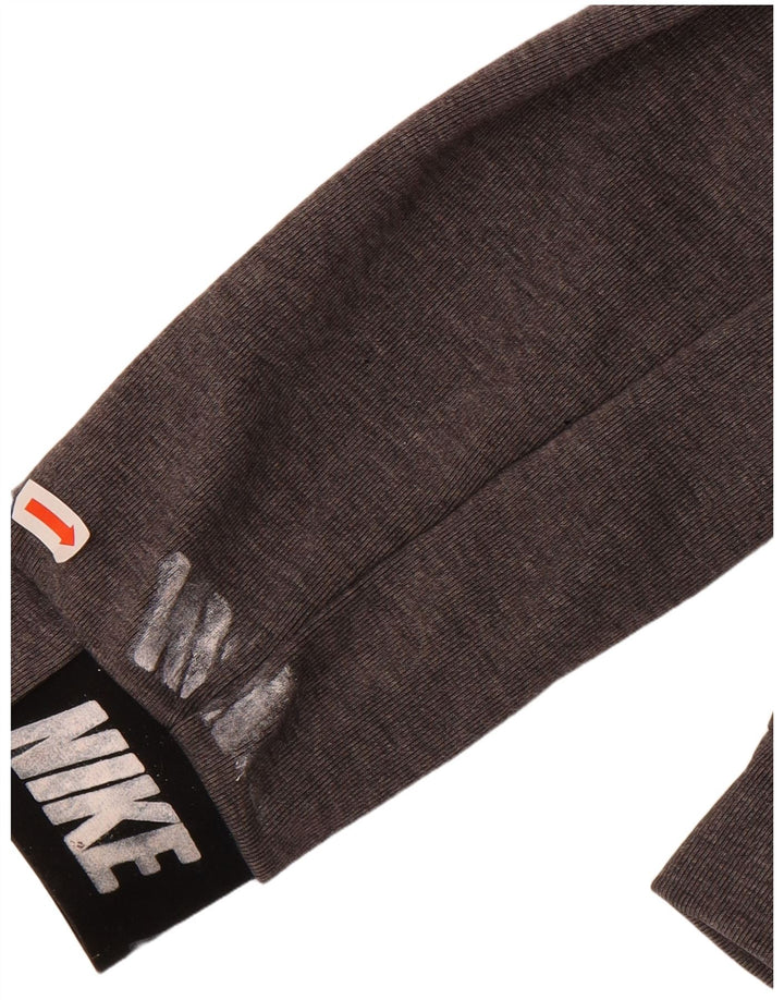 NIKE Mens Zip Hoodie Sweater Small Grey Colourblock Cotton