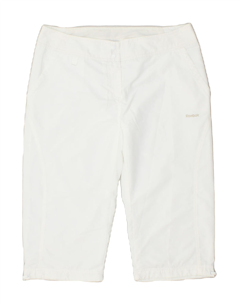 REEBOK Womens Bermuda Shorts UK 14 Medium W32 White Polyester | Vintage Reebok | Thrift | Second-Hand Reebok | Used Clothing | Messina Hembry 