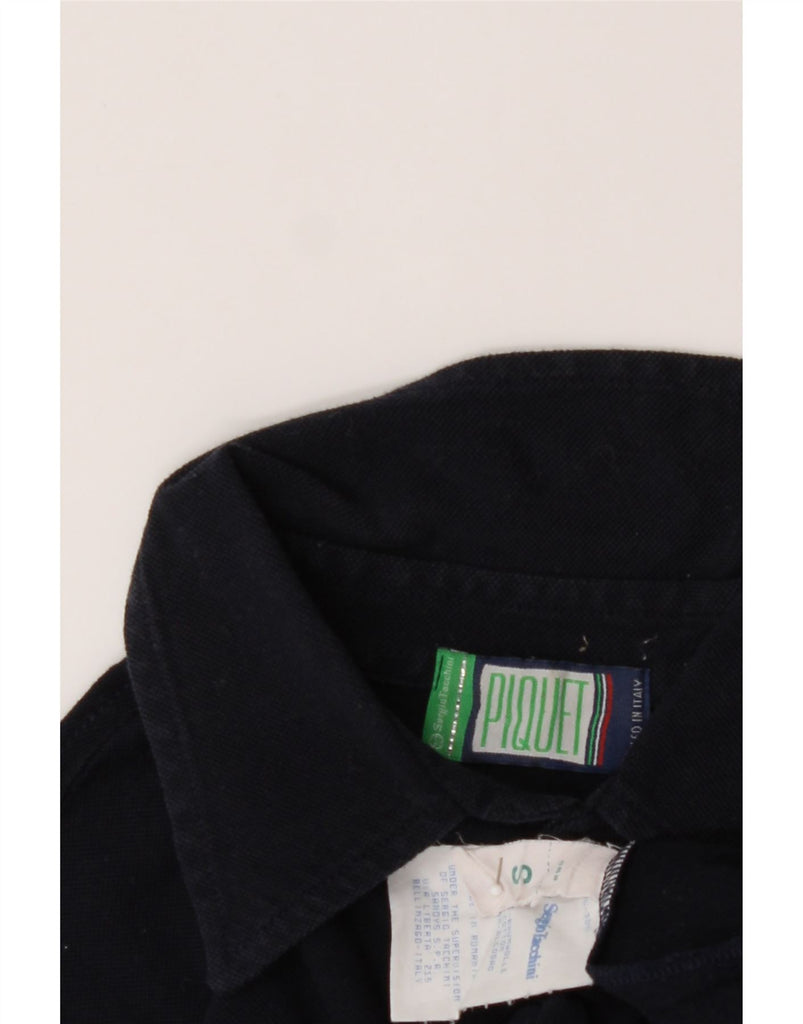SERGIO TACCHINI Womens Short Sleeve Shirt UK 10 Small Navy Blue Cotton Vintage Sergio Tacchini and Second-Hand Sergio Tacchini from Messina Hembry 