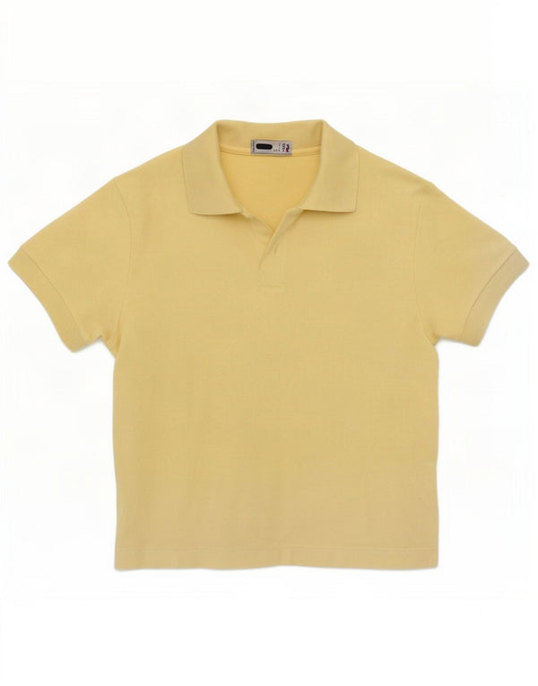 Fila Womens Crop Polo Shirt IT 44 Medium Yellow Cotton