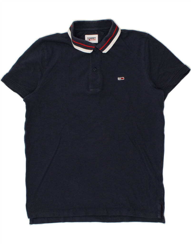 TOMMY HILFIGER Mens Polo Shirt Large Navy Blue Cotton | Vintage Tommy Hilfiger | Thrift | Second-Hand Tommy Hilfiger | Used Clothing | Messina Hembry 