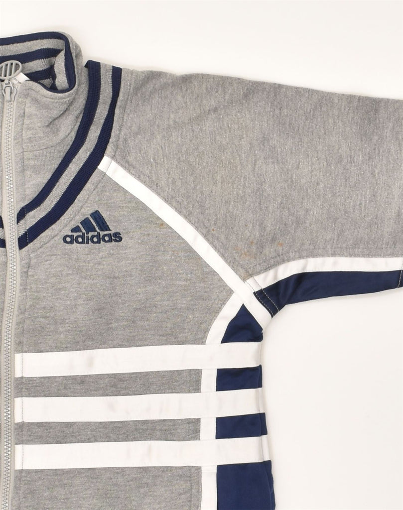 ADIDAS Boys Graphic Tracksuit Top Jacket 5-6 Years Grey Colourblock Cotton | Vintage Adidas | Thrift | Second-Hand Adidas | Used Clothing | Messina Hembry 