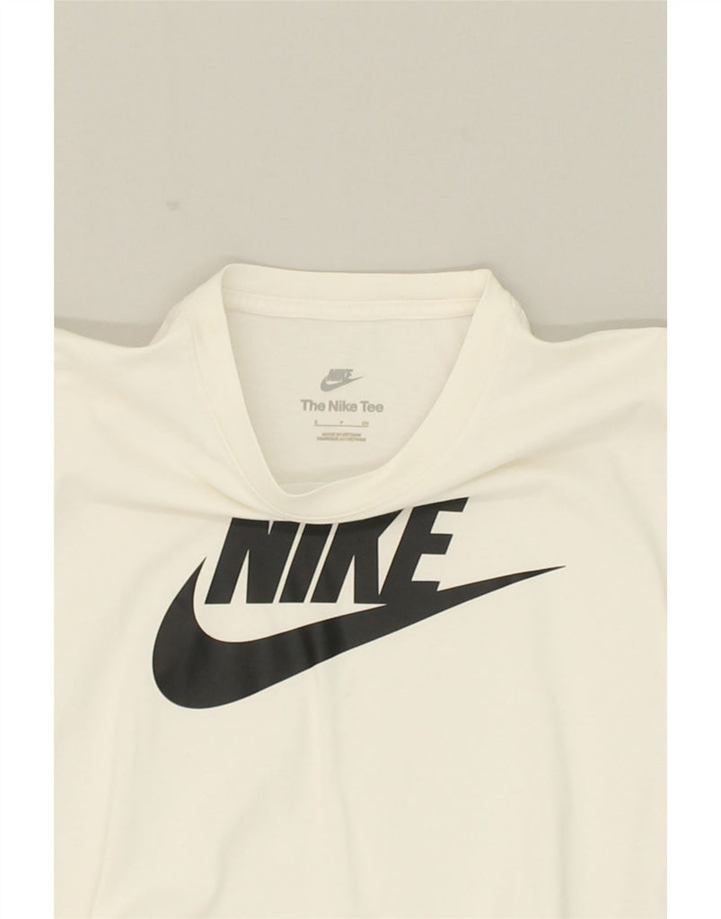 NIKE Womens Crop Graphic T-Shirt Top UK 8 Small White | Vintage Nike | Thrift | Second-Hand Nike | Used Clothing | Messina Hembry 