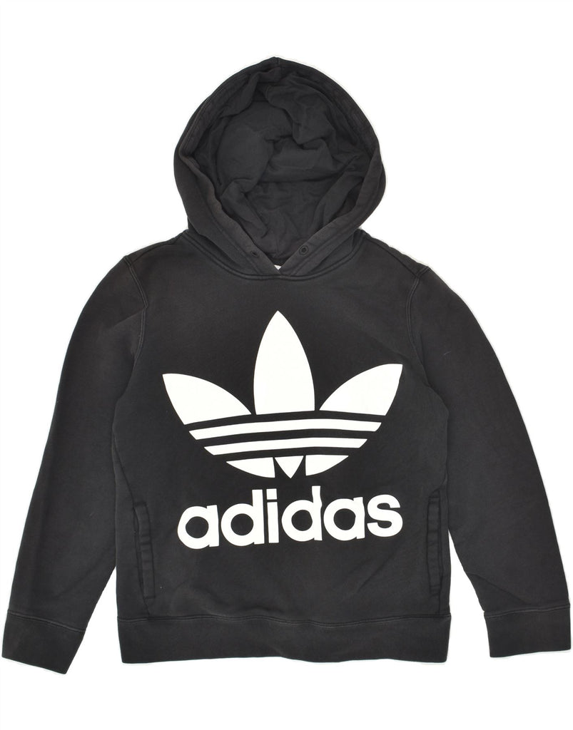 ADIDAS Womens Graphic Hoodie Jumper UK 8 Small Black Cotton | Vintage Adidas | Thrift | Second-Hand Adidas | Used Clothing | Messina Hembry 