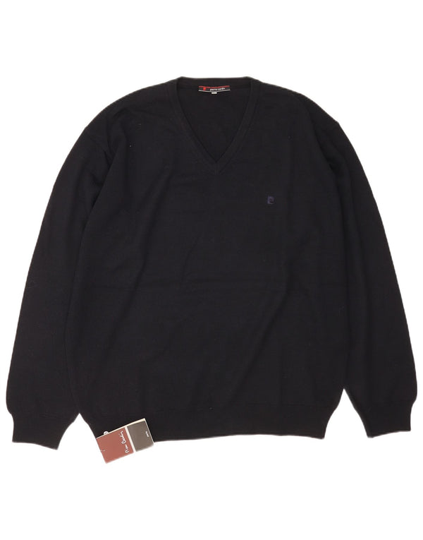 Pierre Cardin Mens V-Neck Jumper Sweater XL Black Acrylic