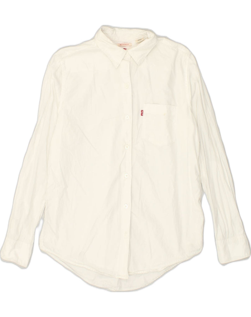 LEVI'S Womens Boyfriend Fit Shirt UK 6 XS White | Vintage Levi's | Thrift | Second-Hand Levi's | Used Clothing | Messina Hembry 