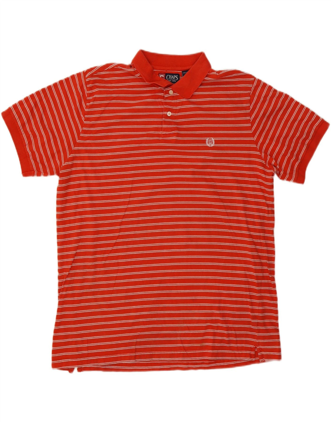 CHAPS Mens Big & Tall Polo Shirt XL Red Striped Cotton Vintage Chaps and Second-Hand Chaps from Messina Hembry 