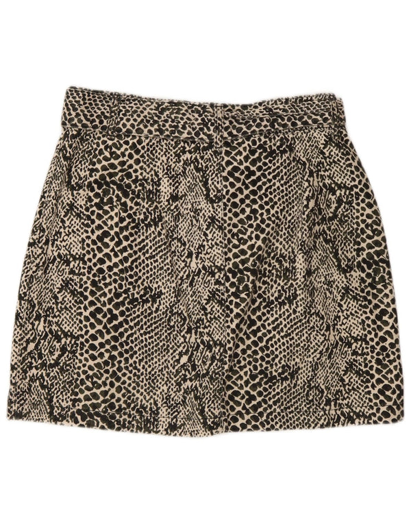 Topshop Womens Mini Skirt UK 12 Medium W30  Black Animal Print Cotton