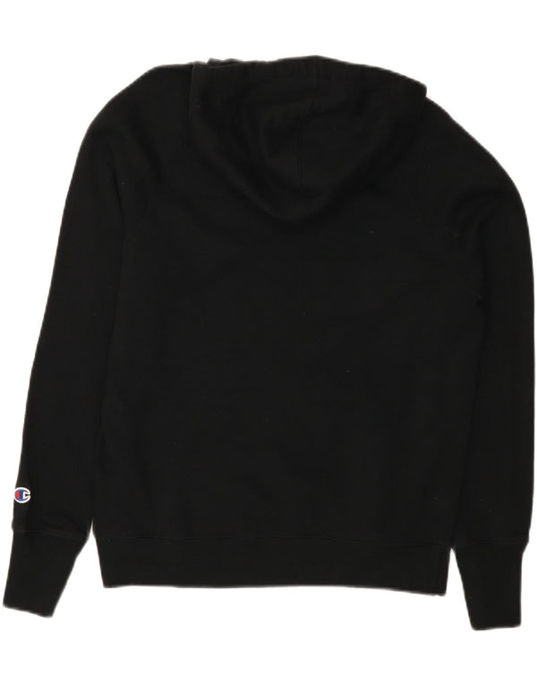 CHAMPION Womens Graphic Hoodie Jumper Small Black Polyester