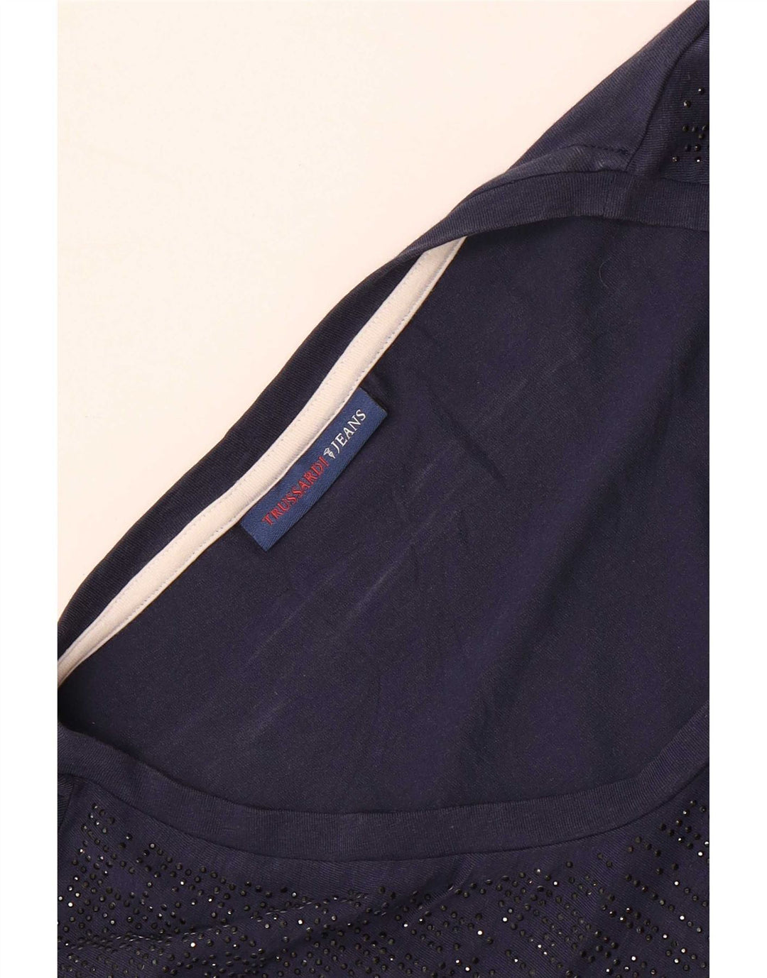 Trussardi Jeans Womens T-Shirt Top UK 14 Medium Navy Blue