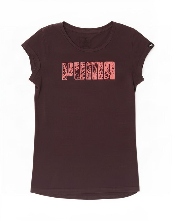 Puma Girls Graphic T-Shirt Top 11-12 Years Brown Cotton
