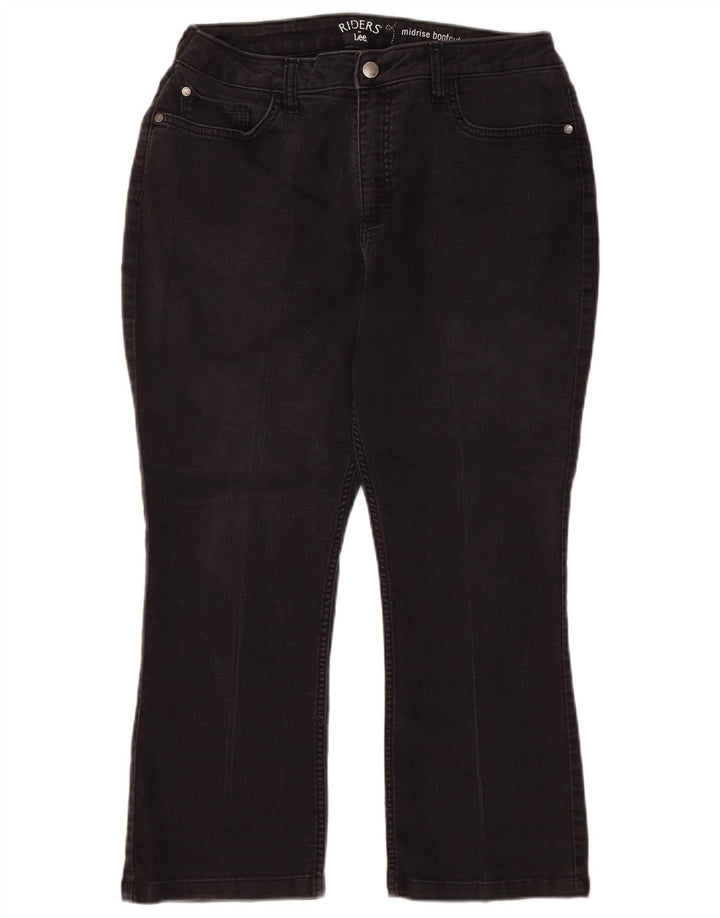 LEE Womens Riders Mid Rise Bootcut Cropped Jeans US 14 XL W32 L24 Black