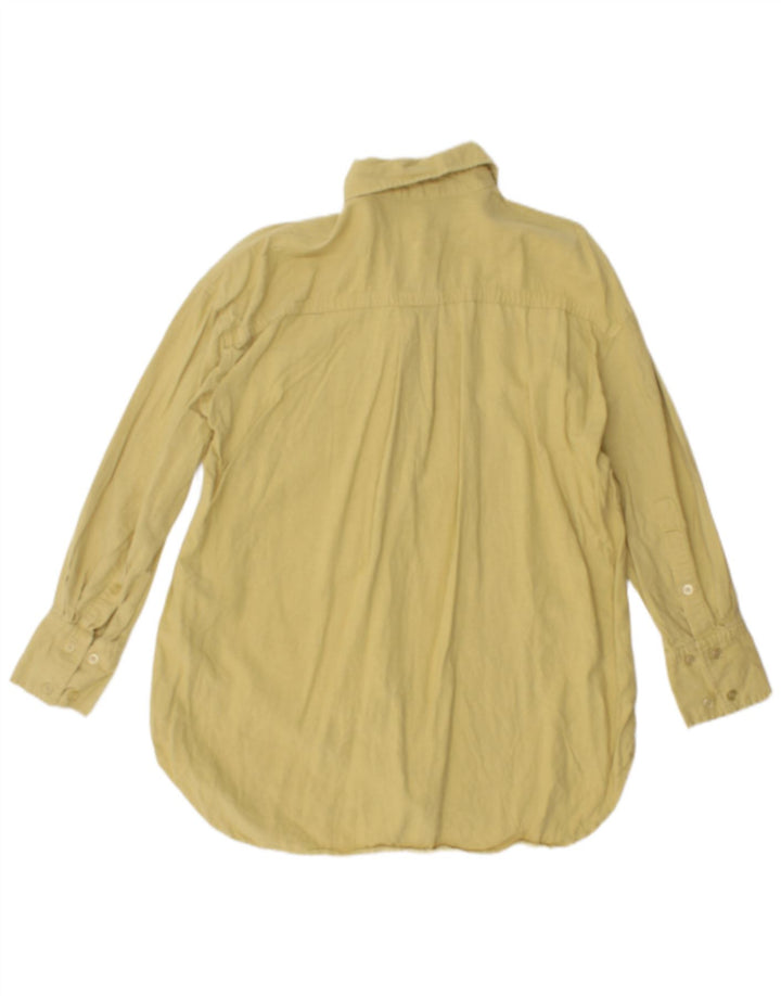 ZARA Womens Oversized Shirt UK 6 XS Yellow Linen