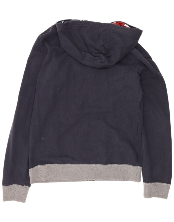 Converse Mens Graphic Zip Hoodie Sweater XL Navy Blue Colourblock Cotton