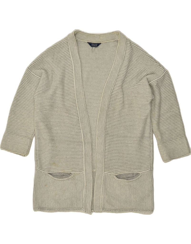 JOULES Womens 3/4 Sleeve Cardigan Sweater UK 18 XL Beige Striped Cotton | Vintage Joules | Thrift | Second-Hand Joules | Used Clothing | Messina Hembry 