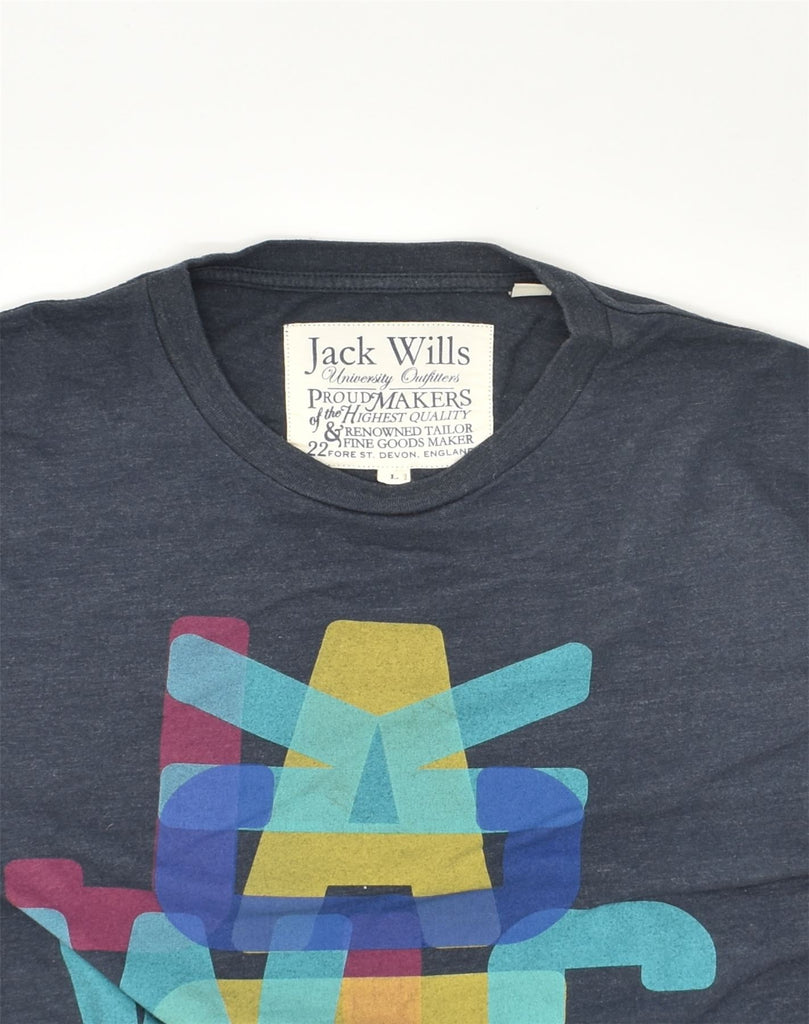 JACK WILLS Mens Graphic T-Shirt Top Large Navy Blue Cotton | Vintage Jack Wills | Thrift | Second-Hand Jack Wills | Used Clothing | Messina Hembry 