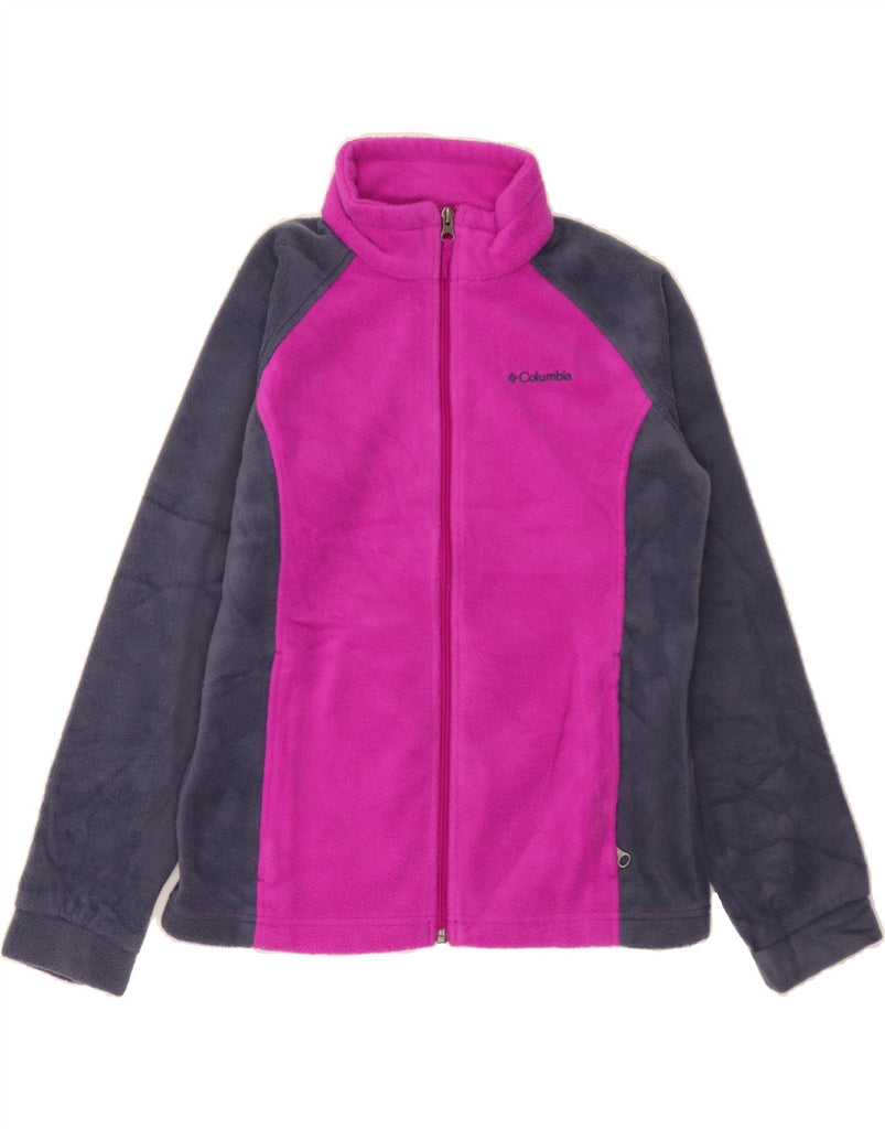 COLUMBIA Girls Fleece Jacket 14-15 Years Large Pink Colourblock Polyester Vintage Columbia and Second-Hand Columbia from Messina Hembry 