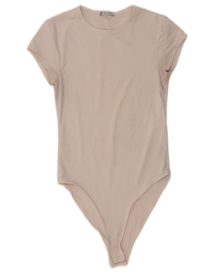 ZARA Womens Bodysuit UK 12 Medium White Polyamide