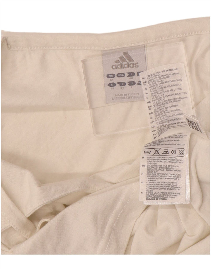 ADIDAS Womens Crop Cami Top UK 12 Medium Off White Cotton