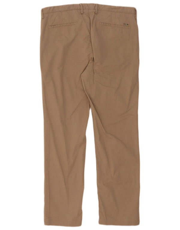 Hugo Boss Mens Straight Chino Trousers IT 50 Large W34 L29 Beige Cotton