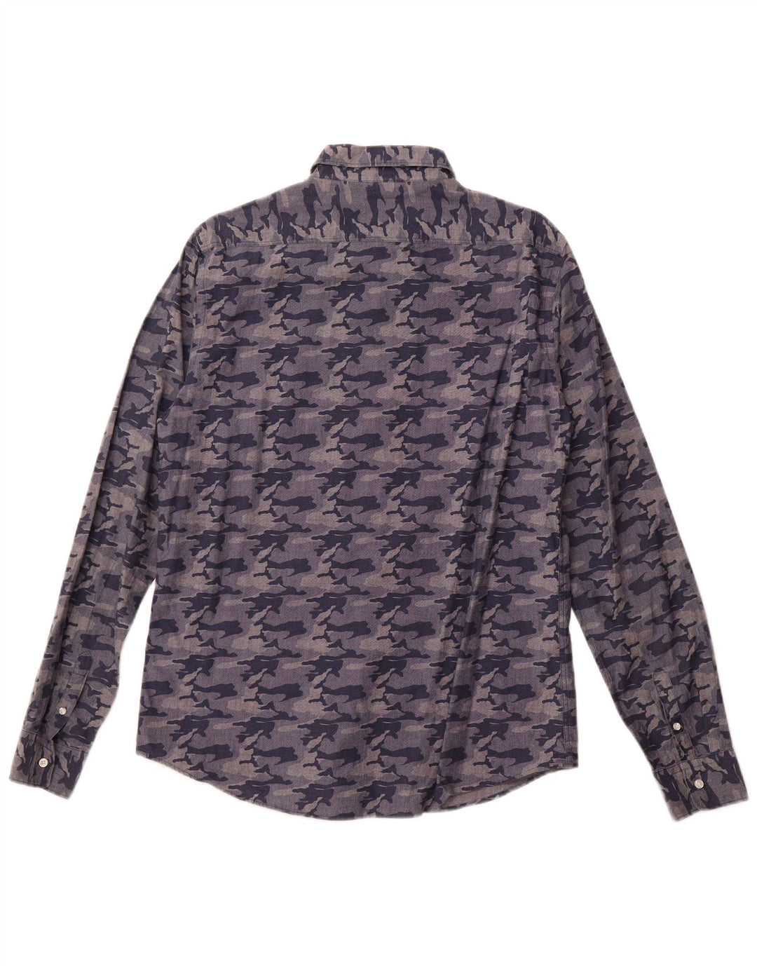 Sun68 Mens Shirt Large Navy Blue Camouflage Cotton