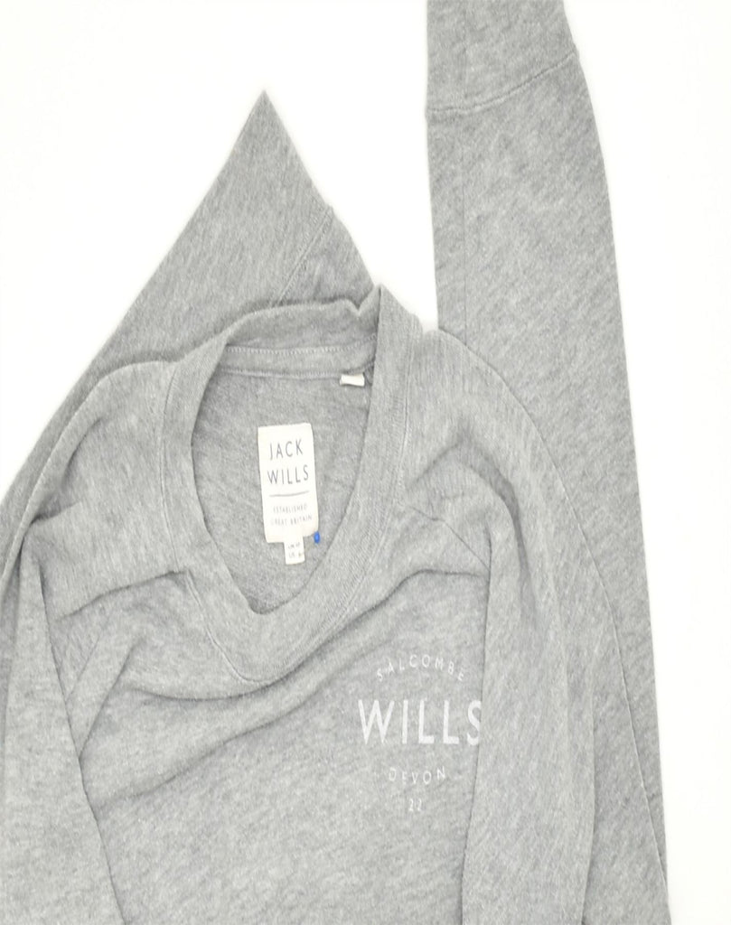 JACK WILLS Womens Sweatshirt Jumper UK 10 Small Grey Cotton | Vintage | Thrift | Second-Hand | Used Clothing | Messina Hembry 