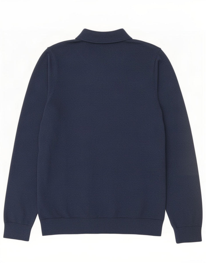 Marks & Spencer Mens Polo Neck Jumper Sweater Large Navy Blue Cotton