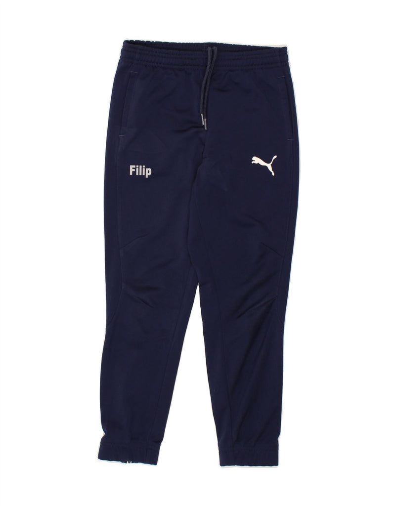 PUMA Boys Tracksuit Trousers Joggers 7-8 Years Navy Blue Polyester | Vintage Puma | Thrift | Second-Hand Puma | Used Clothing | Messina Hembry 