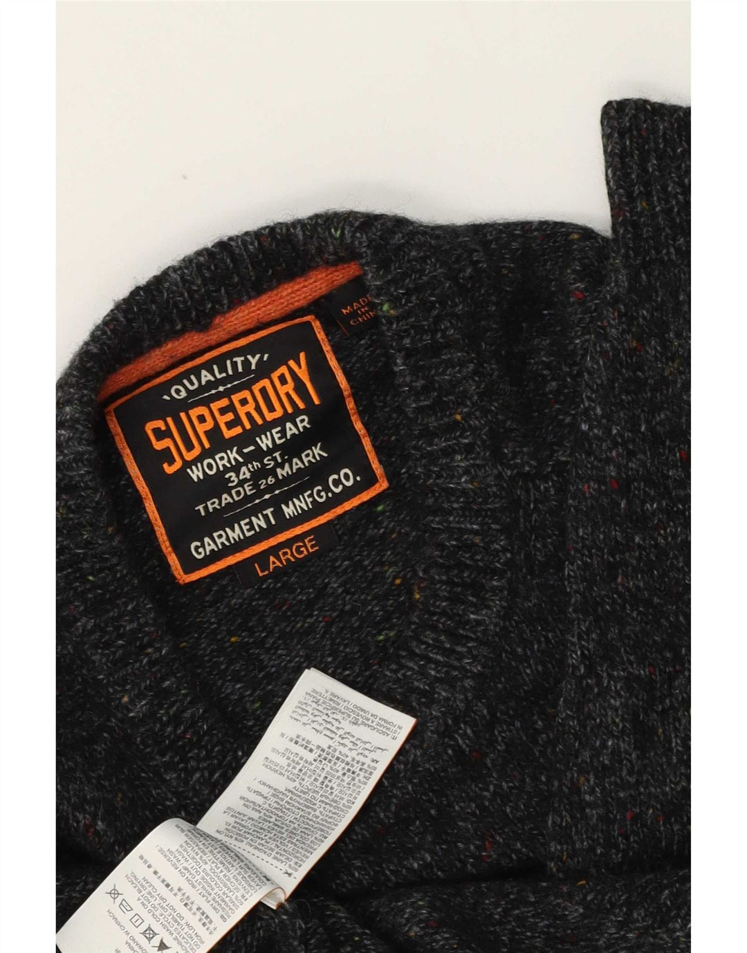 Superdry Mens Crew Neck Jumper Sweater Large Grey Flecked Wool
