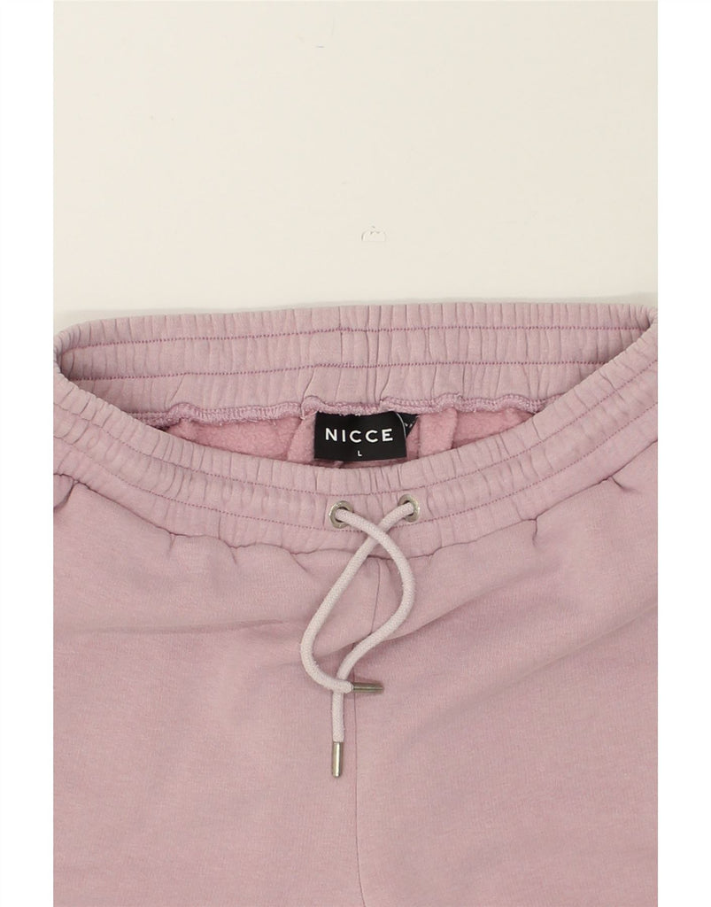 NICCE Mens Graphic Tracksuit Trousers Joggers Large Pink Cotton | Vintage Nicce | Thrift | Second-Hand Nicce | Used Clothing | Messina Hembry 