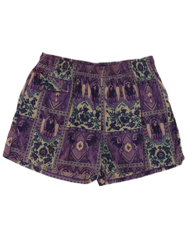 Equipe Womens Swimming Shorts UK 14 Large Purple Patchwork Cotton