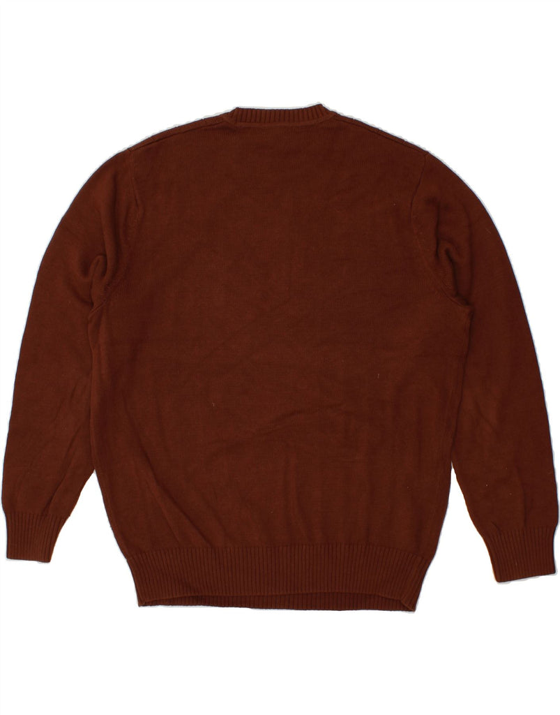 DOCKERS Mens Crew Neck Jumper Sweater XL Brown Argyle/Diamond Cotton Vintage Dockers and Second-Hand Dockers from Messina Hembry 