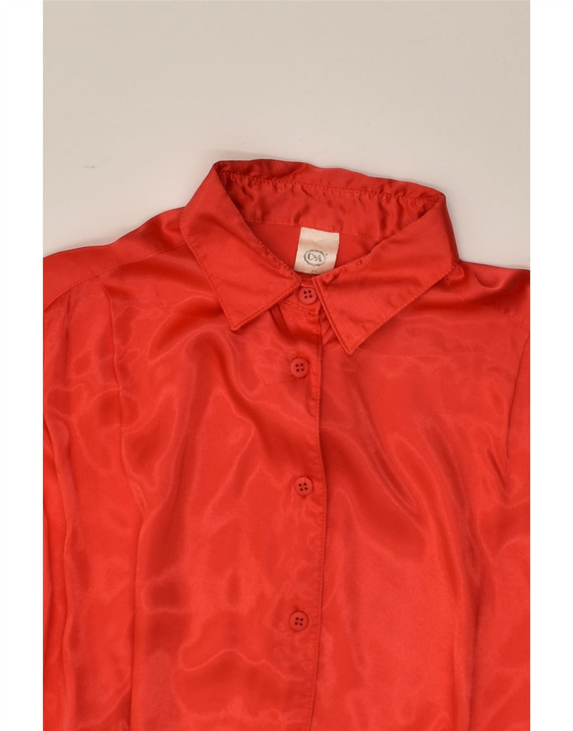 C & A Womens 3/4 Sleeve Shirt EU 42 Large Red Viscose | Vintage C & A | Thrift | Second-Hand C & A | Used Clothing | Messina Hembry 