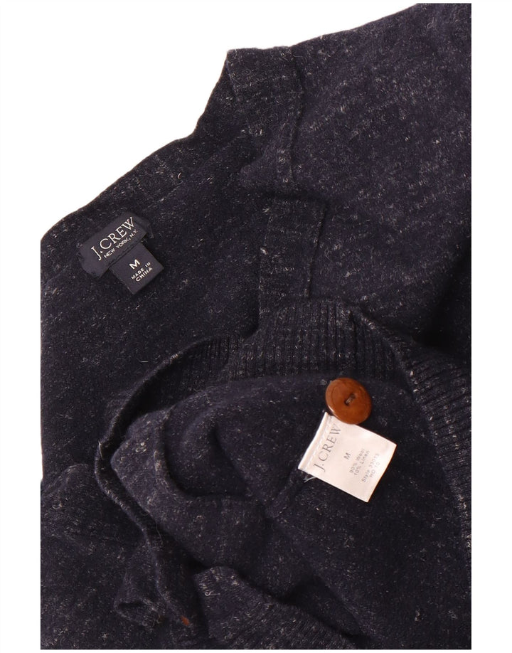 J. Crew Mens Slim Fit Cardigan Sweater Medium Navy Blue Flecked Wool