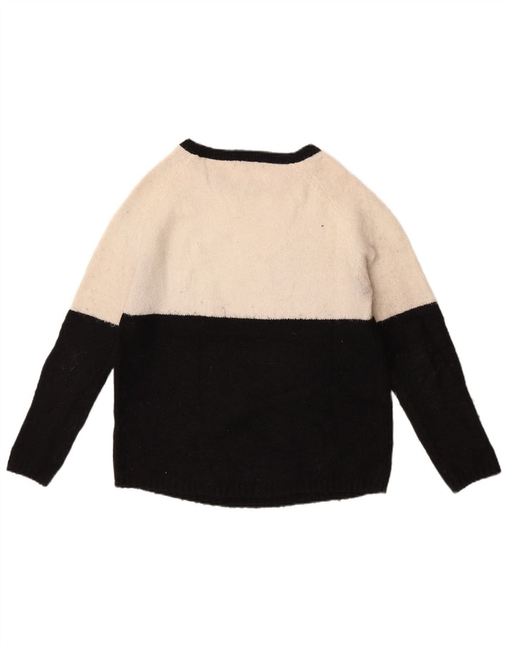 Zara Womens Crew Neck Jumper Sweater UK 10 Small White Colourblock