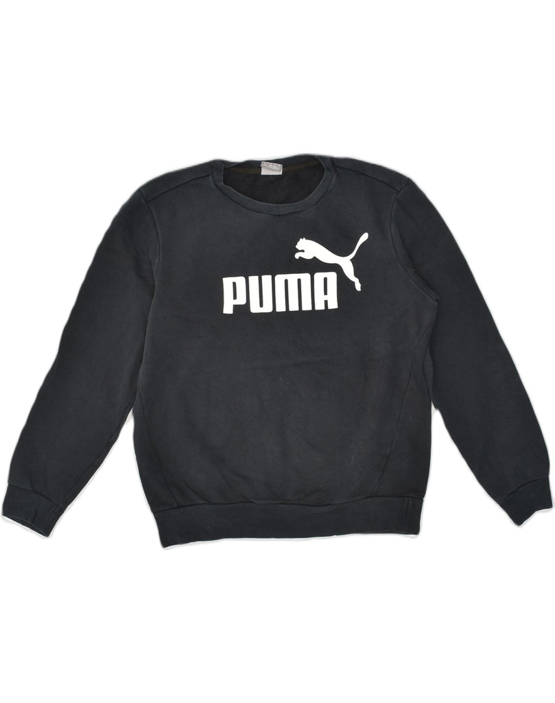 PUMA Mens Graphic Sweatshirt Jumper Small Navy Blue Cotton | Vintage Puma | Thrift | Second-Hand Puma | Used Clothing | Messina Hembry 