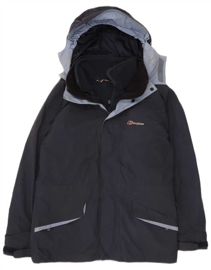 BERGHAUS Womens Oversized Hooded Windbreaker Jacket UK 12 Medium Navy Blue