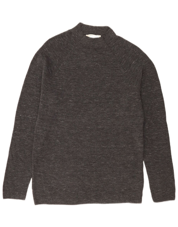 Jack & Jones Mens Turtle Neck Jumper Sweater Large Grey Flecked Cotton