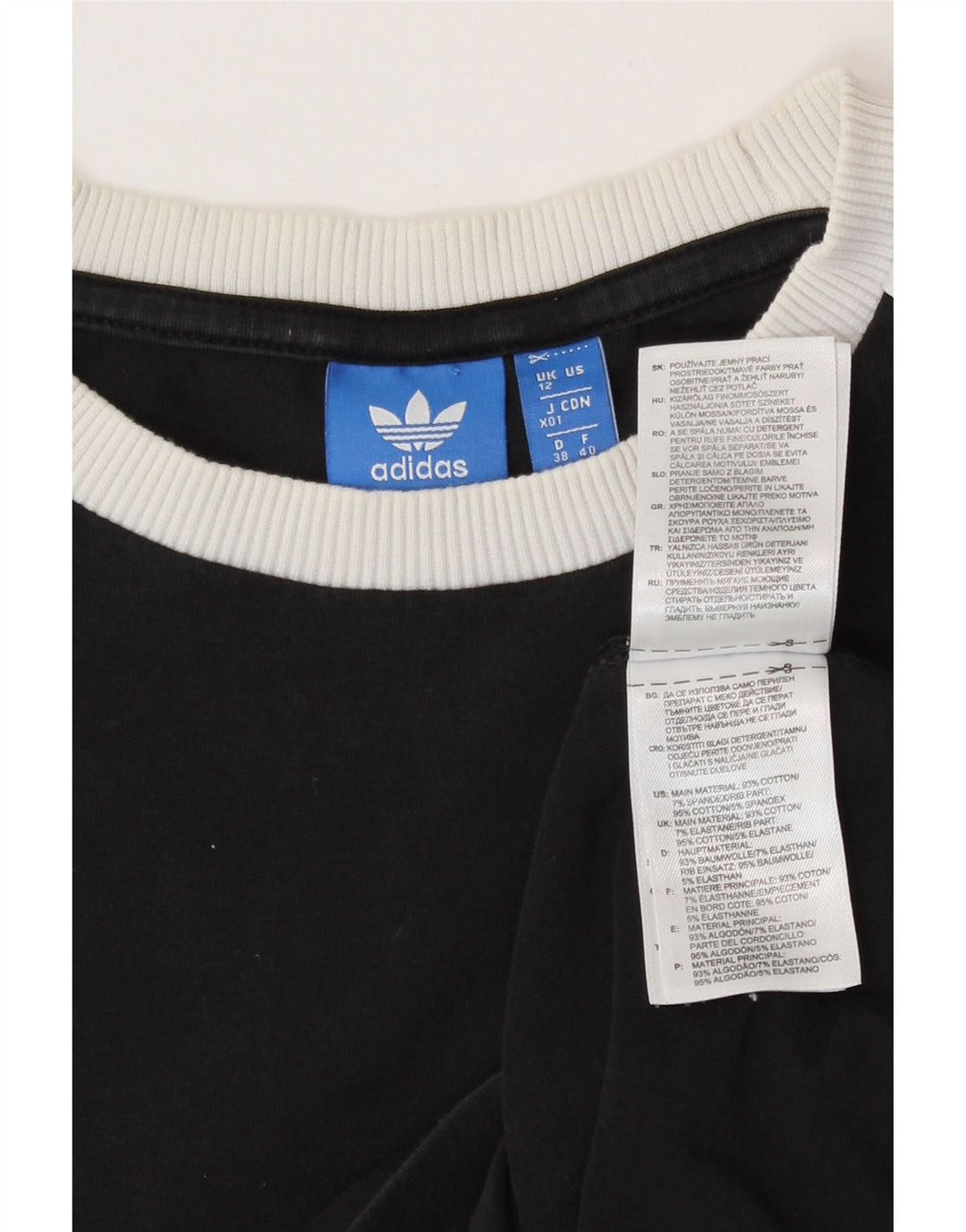 Adidas Womens Top Long Sleeve UK 12 Medium Black Cotton