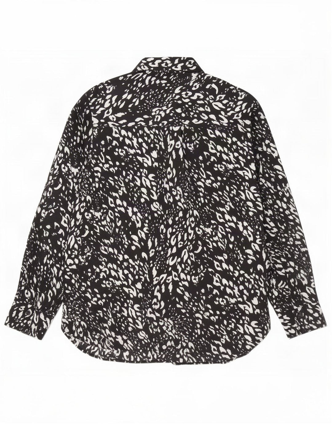Marks & Spencer Womens Shirt Blouse UK 12 Medium Black Animal Print