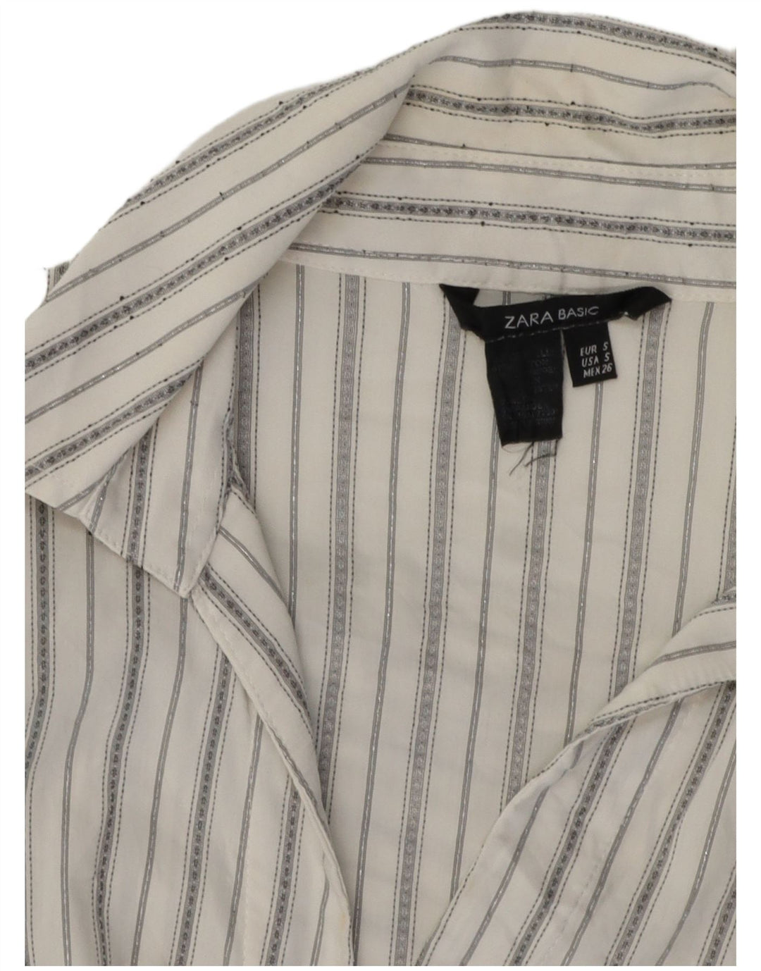 ZARA Womens Pullover Shirt Small White Striped