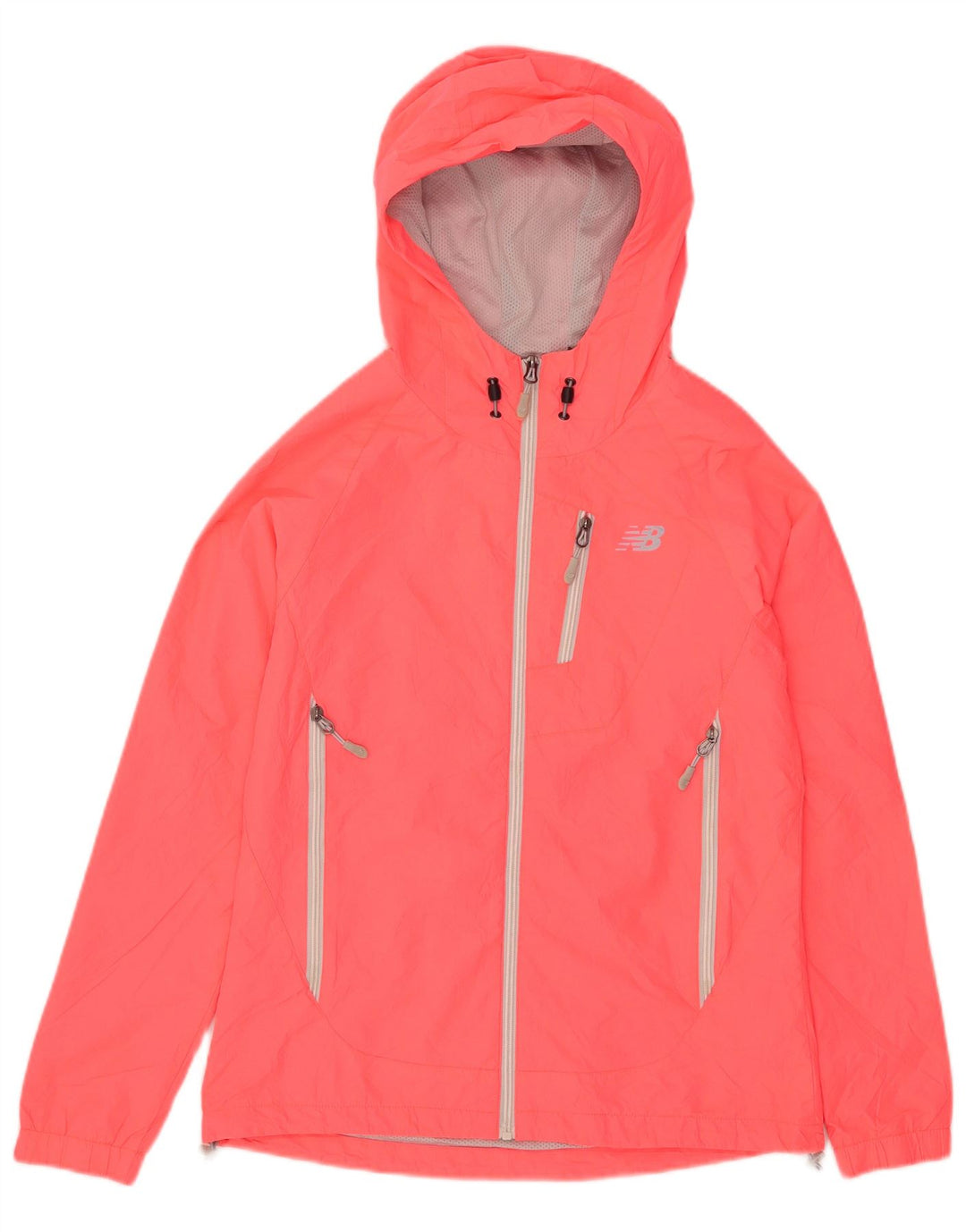 New Balance Womens Hooded Rain Jacket UK 10 Small Pink Polyester