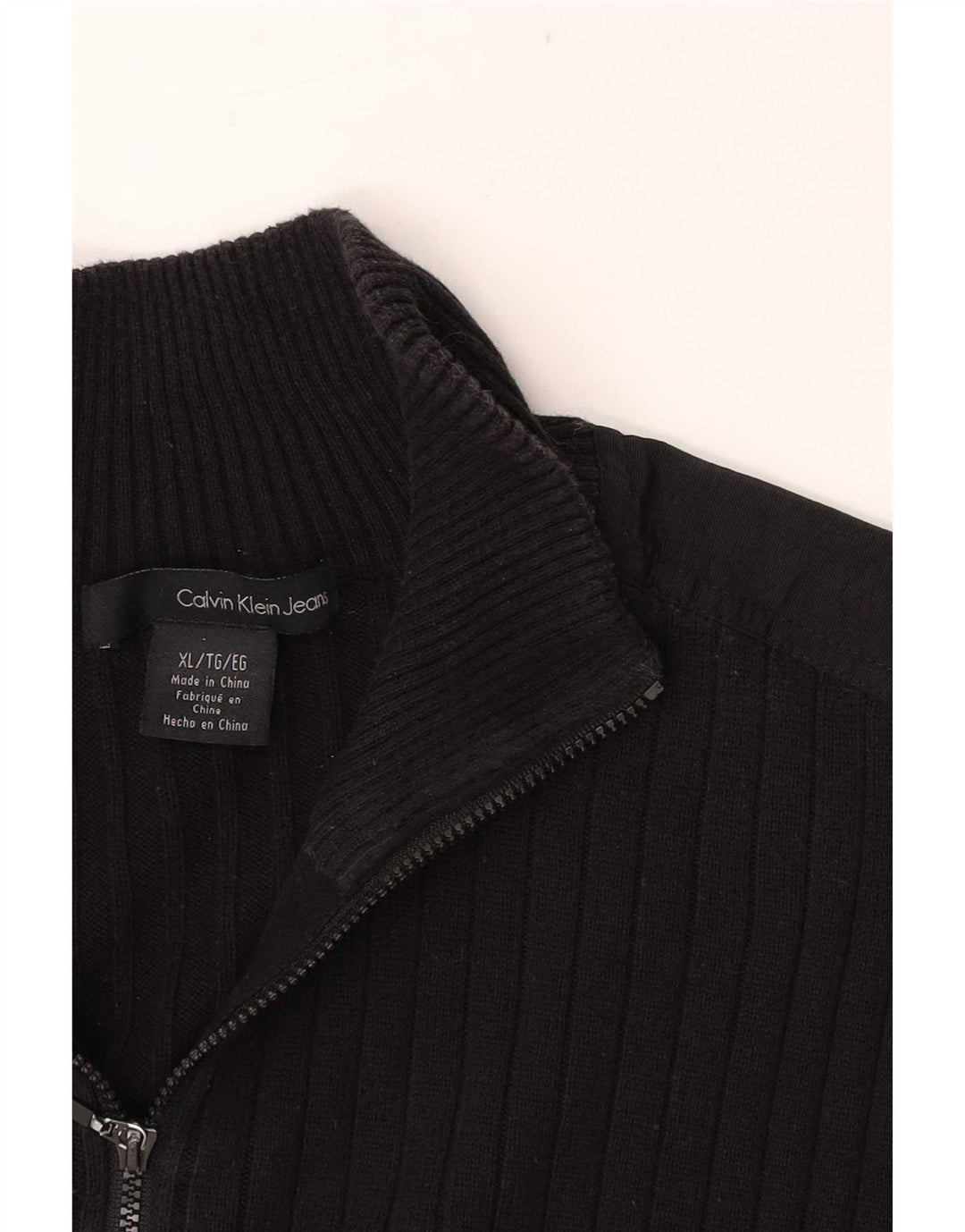 Calvin Klein Jeans Mens Zip Neck Jumper Sweater XL Black